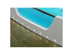 Baignoire balnéo vitrée semi-îlot à leds DYONA - 1 place - 260L - 170x85x58cm - Blanche
