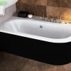 Baignoire d'angle - avec tablier noir Mat et repose tête offert - AVITA - 170 x 75 cm - Gauche