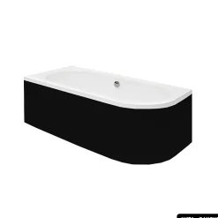 Baignoire d'angle - avec tablier noir Mat et repose tête offert - AVITA - 170 x 75 cm - Gauche