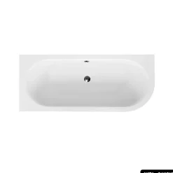 Baignoire d'angle - avec tablier noir Mat et repose tête offert - AVITA - 180 x 80 cm - Gauche