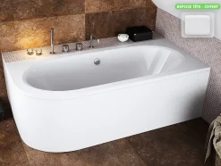 Baignoire d'angle - avec tablier blanc et repose tête offert - AVITA - 150 x 75 cm - Droite