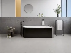 Baignoire d'angle - 240L - 170 x 75 x 58 cm - Noir brillant - Angle droit - ANIKA