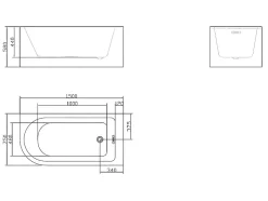 Baignoire d'angle - 201L - 150 x 75 x 58 cm - Blanche - Angle droit - ANIKA