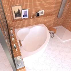 Baignoire d'angle 140 x 140 cm Aiguebelle + Tablier Valentin