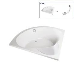 Baignoire d'angle 140 x 140 cm Aiguebelle sans tablier Valentin