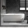 Baignoire d'angle Acrylique Ovale pour Salle de Bain + Bonde, Garantie 5 ans, Blanc, 170x75x60cm, Installation gauche, LENA CORNER