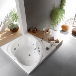 Baignoire d'angle balnéo 140 x 140 cm Giverny sans tablier Valentin