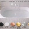 Baignoire d'angle droite - 160 x 75 cm - Blanc brillant rainure avec bonde blanche - PERLE