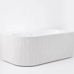 Baignoire d'angle droite - 160 x 75 cm - Blanc brillant rainure avec bonde blanche - PERLE