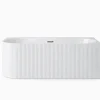 Baignoire d'angle droite avec bonde et vidage - 150 x 75 cm - Blanc brillant rainuré - PERLE