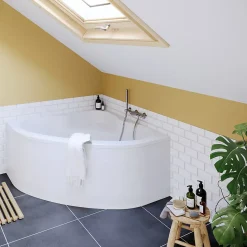 Baignoire d'angle en acrylique L.130 x l.130 cm blanc, Horyn