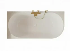 Baignoire d'angle gauche avec bonde blanche - 170 x 75 cm - Blanc brillant rainuré - PERLE