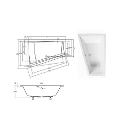 Baignoire d'angle Gauche ULTIMA DUO ultra-slim - 170cm