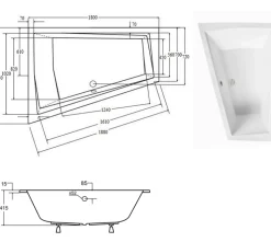 Baignoire d'angle Gauche ULTIMA DUO ultra-slim - 180cm