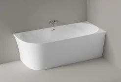 Baignoire d'angle semi-ilot Acrylique 150x78x60cm Blanc brillant + Bonde et trop plein - installation à droite - NOVA SLIM LINE