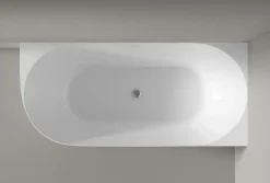 Baignoire d'angle semi-ilot Acrylique 150x78x60cm Blanc brillant + Bonde et trop plein - installation à droite - NOVA SLIM LINE