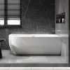 Baignoire d'angle semi-îlot Acrylique Ovale Salle de Bain avec Bonde + trop plein, Blanc, 170x75x60cm, Garantie 5 ans, LENA CORNER