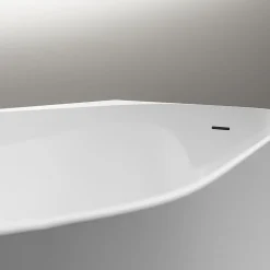 Baignoire d'angle semi-îlot Acrylique Ovale Salle de Bain avec Bonde + trop plein, Blanc, 170x78x58cm, Garantie 5 ans, ONDA CORNER