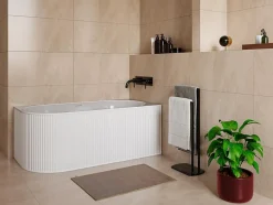 Baignoire d'angle striée - 290L - 170 x 80 x 60 cm - Blanc mat - Acrylique - Angle droit - BARBORI