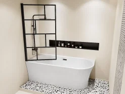 Baignoire douche blanche avec pare baignoire pivotant - 201 L - Angle gauche - PONTICOLA