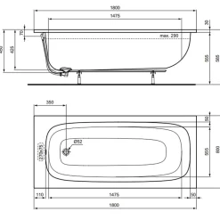 Baignoire droite 180 x 80 IDEAL STANDARD i.Life