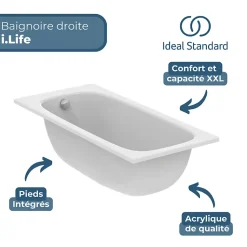 Baignoire droite 170 x 75 IDEAL STANDARD i.life