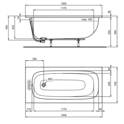 Baignoire droite 150 x 70 IDEAL STANDARD i.life
