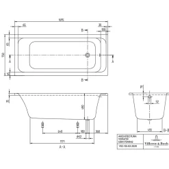 Baignoire droite 170 X 75 VILLEROY ET BOCH Architectura acrylique