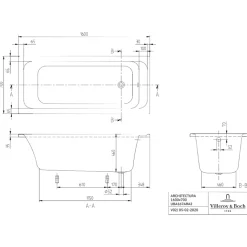 Baignoire droite 160 X 70 VILLEROY ET BOCH Architectura acrylique