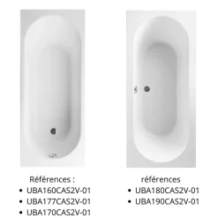 Baignoire droite 160 X 70 VILLEROY ET BOCH O Novo Solo acrylique