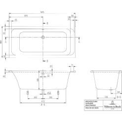 Baignoire droite 170 X 80 VILLEROY ET BOCH Architectura acrylique avec pieds