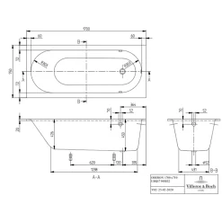 Baignoire droite 170 x 75 VILLEROY ET BOCH Oberon Quaryl