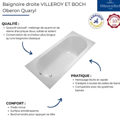 Baignoire droite 160 x 75 VILLEROY ET BOCH Oberon Quaryl