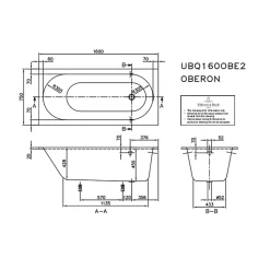 Baignoire droite 160 x 75 VILLEROY ET BOCH Oberon Quaryl