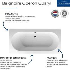 Baignoire droite 190 X 90 VILLEROY ET BOCH Oberon Quaryl