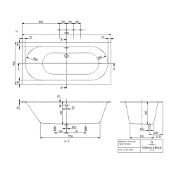 Baignoire droite 190 X 90 VILLEROY ET BOCH Oberon Quaryl