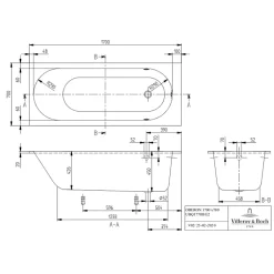 Baignoire droite 170 X 70 VILLEROY ET BOCH Oberon Quaryl