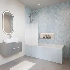 Baignoire droite avec pieds 170 x 70 cm VILLEROY & BOCH O.Novo Blanc + Pare Bain gauche AURYS Mist 1 chromé