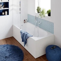 Baignoire droite avec poignées d'appui 170x75 cm Cavally blanc