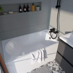 Baignoire droite Cavally L. 130 x l. 70 cm blanc