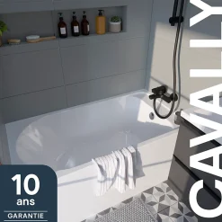 Baignoire droite Cavally L. 130 x l. 70 cm blanc