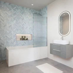 Baignoire droite DURAVIT D-Code 180 x 85 cm + Pare bain droit AURYS Raywall chromé