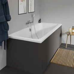 Baignoire droite DURAVIT D-Code 180 x 85 cm + Pare bain droit AURYS Raywall chromé