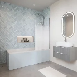 Baignoire droite DURAVIT No.1 180 x 85 cm + Pare bain droit AURYS Mist 1 chromé