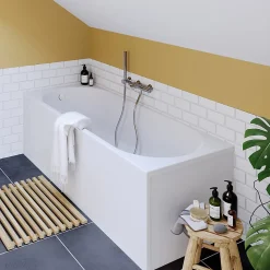 Baignoire droite en acrylique L.160 x l.70 cm blanc, Horyn