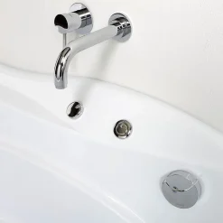 Baignoire Droite En Acrylique Blanc Diletta Avec Appui-Tête Et Poignée Chromée