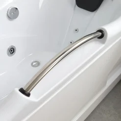 Baignoire Droite En Acrylique Blanc Diletta Avec Appui-Tête Et Poignée Chromée