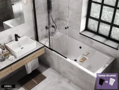 Baignoire Droite sans Tablier - 180 x 80 cm - QUADRO SANS TABLIER - REPOSE-TÊTE MODERN OFFERT