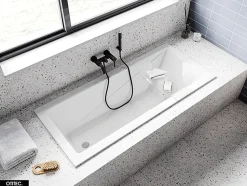 Baignoire Droite sans Tablier - 130 x 70 cm - MODERN SANS TABLIER - REPOSE-TÊTE OFFERT