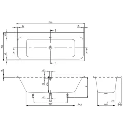 Baignoire droite VILLEROY & BOCH Architectura 170 x 70 cm Blanc + Pare bain droite AURYS Mist 1 chromé